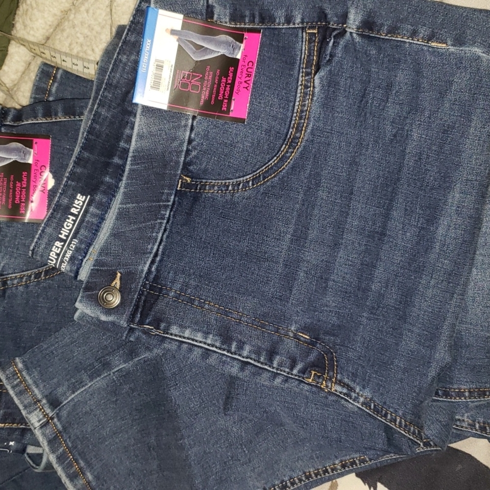 Curvy super high rise med blue Juniors plus XXXL(21) NOBO jeggings stretch jeans - Picture 7 of 7